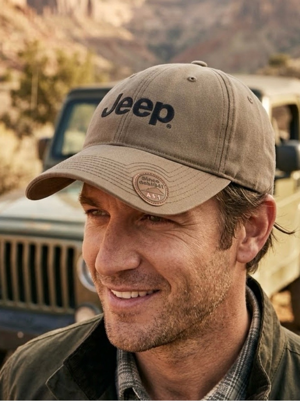 Jeep Olive Hat with Black Embroidery